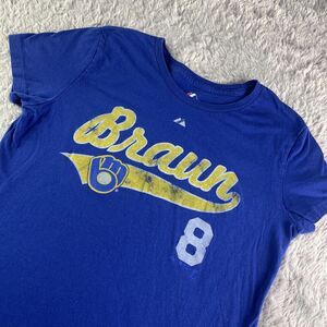 Ryan Braun Milwaukee Brewers Shirt Womens Medium Blue Short Sleeve MLB Baseball